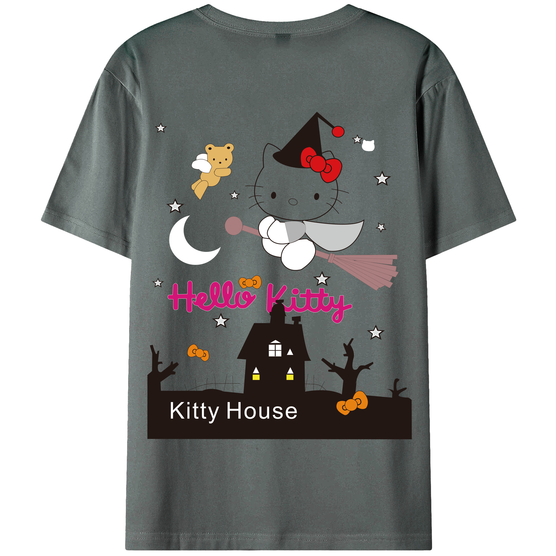 （画像用） Hello Kitty ハローキティ 綿100％半袖Tシャツ（背面プリント）